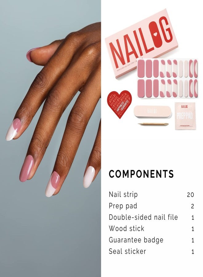 NAILOG Cured Gel Nail Strips 20 Pcs French Tip Stickers | Buy 2 Get 1 UV Lamp | Long Nail Wraps with Glossy Finishing | Audrey - Image 5