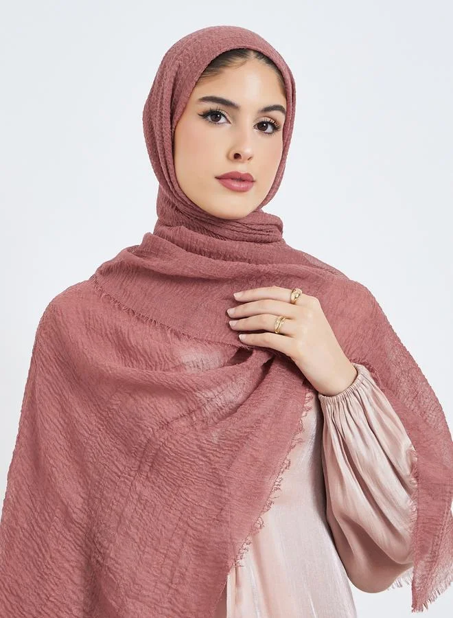 Amirah  Rust Raw Edge Textured Hijab for Women | Best Price UAE
