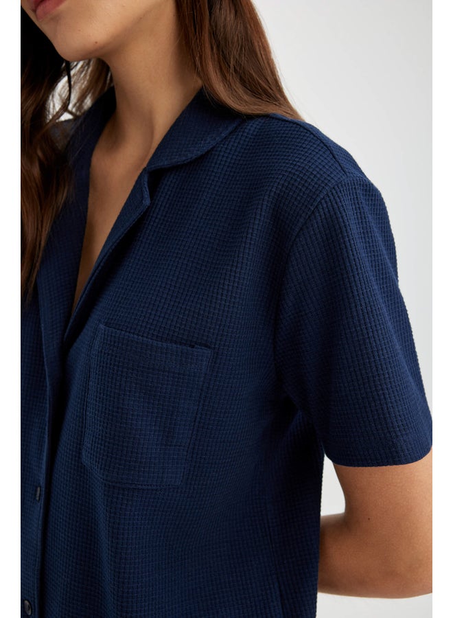 DeFacto Woman Regular Fit Short Sleeve Homewear Knitted Tops - Image 2