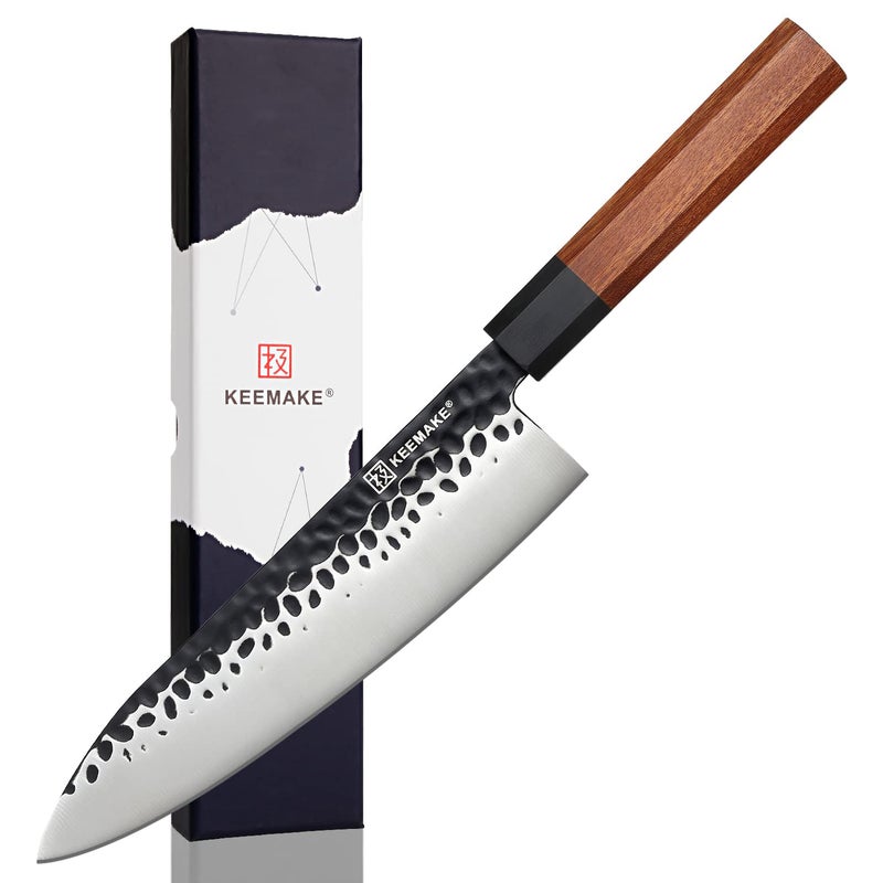 KEEMAKE Japanese Chef Knife 8 inch - Sharp Kitchen Knife with Japanese 440C Stainless Steel Blade, Porfessional Chefs Knife Rosewood Handle, Gyuto Knife with G10 Bolster - Image 1
