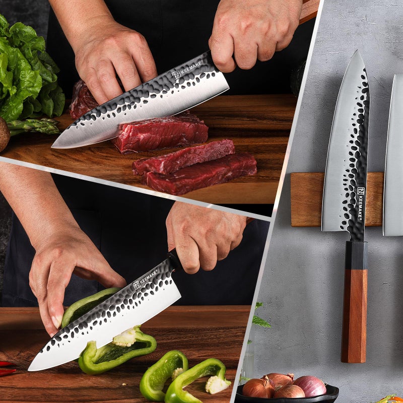 KEEMAKE Japanese Chef Knife 8 inch - Sharp Kitchen Knife with Japanese 440C Stainless Steel Blade, Porfessional Chefs Knife Rosewood Handle, Gyuto Knife with G10 Bolster - Image 2