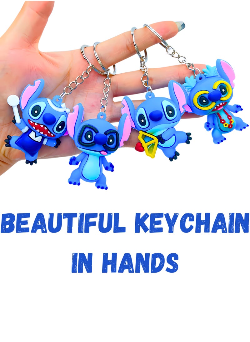 MAGIC VAULT - 12pcs Stitch Cartoon Keychain For Phone Car Pendant Chain Office Home Gardening Hanging Birthday Gift Key Ring - Image 1