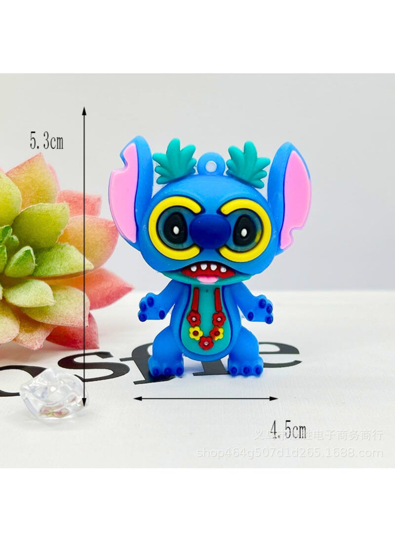 MAGIC VAULT - 12pcs Stitch Cartoon Keychain For Phone Car Pendant Chain Office Home Gardening Hanging Birthday Gift Key Ring - Image 1
