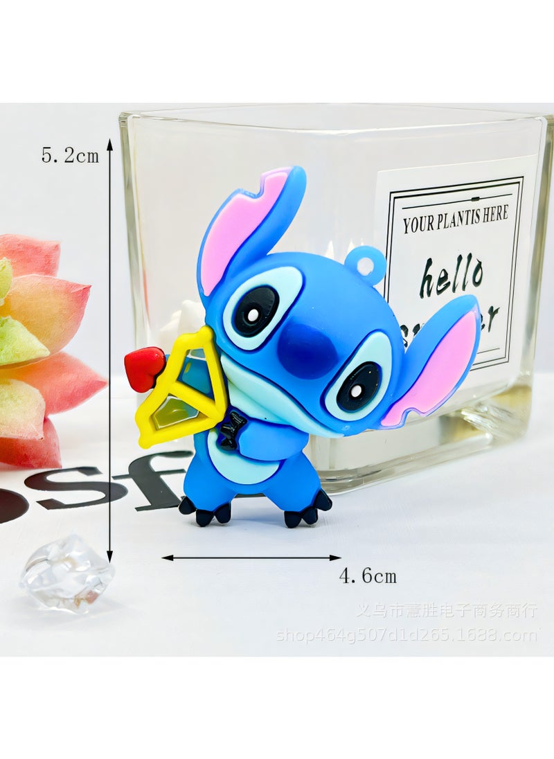 MAGIC VAULT - 12pcs Stitch Cartoon Keychain For Phone Car Pendant Chain Office Home Gardening Hanging Birthday Gift Key Ring - Image 1