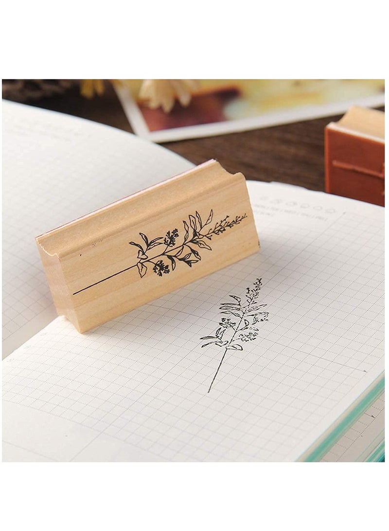 Excefore 8 Pieces Wood Mounted Rubber Stamps, Plant Flower Vintage Lotus Series Decorative Wood Rubber Seal Stamp for DIY Craft, Letters Diary and Craft Scrapbooking, Gift Wrapping and Cards - Image 4