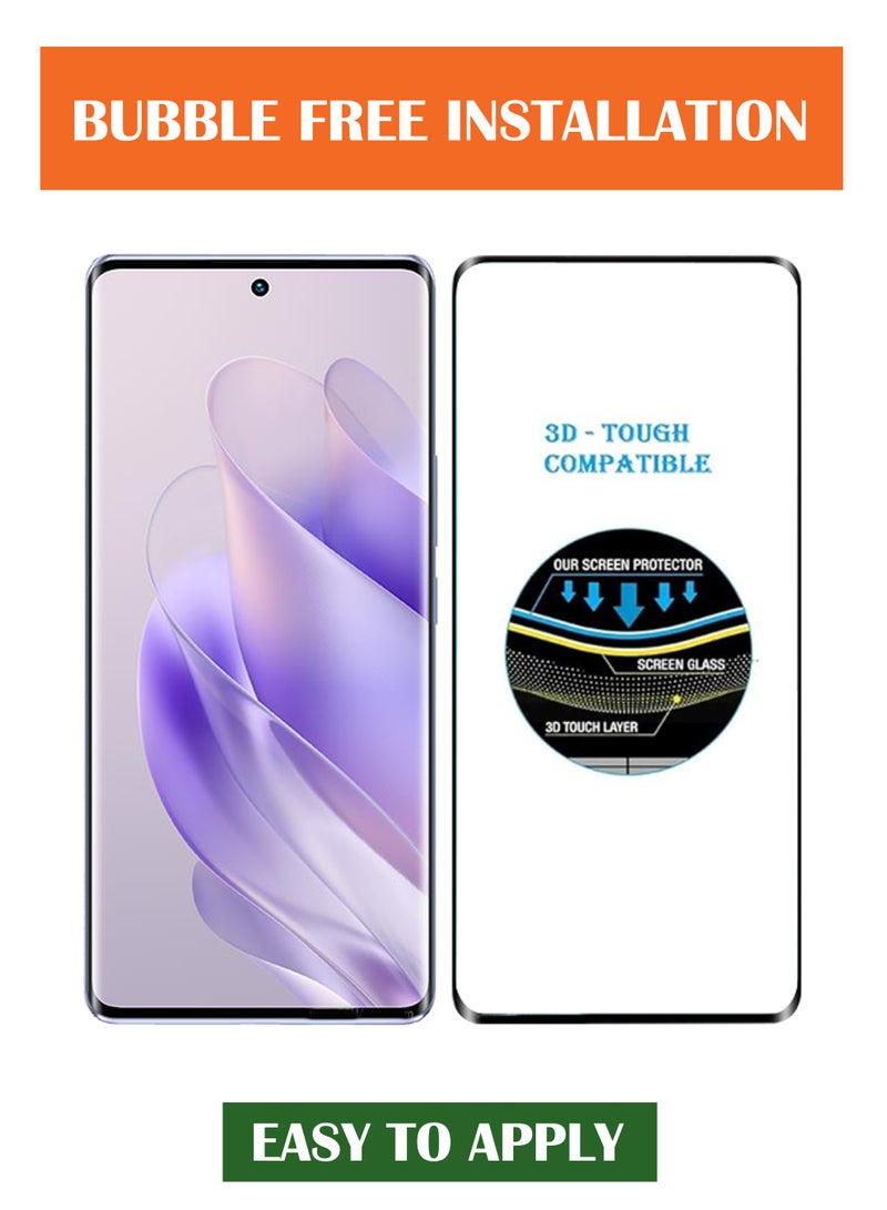 For Infinix Zero 30 4G - Tempered Glass Screen Protector - Advanced Border-Less Full Edge to Edge ,Shatterproof , High Responsiveness , Higher Transparency , Quick to Install ,Anti-scratch and Bubble-free Screen Protector - Black - Image 3