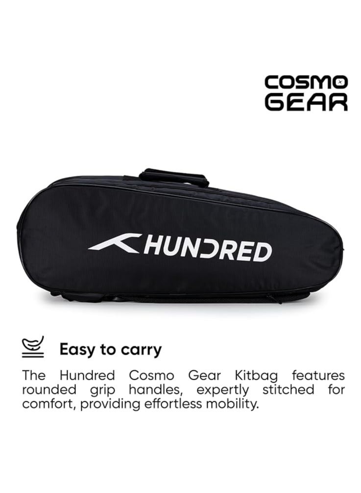 هندرد حقيبة أدوات كرة الريشة من كوزموجير | كبير | سحاب مزدوج | حقيبة بجيب أمامي بسحاب | بوليستر | أشرطة خلفية مبطنة | مقبض سهل الحمل | رياضة المضرب - Image 3