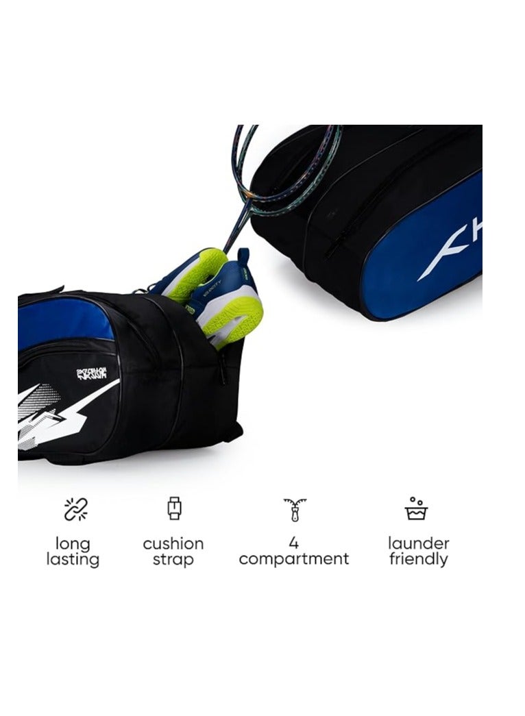 هندرد حقيبة أدوات كرة الريشة من كوزموجير | كبير | سحاب مزدوج | حقيبة بجيب أمامي بسحاب | بوليستر | أشرطة خلفية مبطنة | مقبض سهل الحمل | رياضة المضرب - Image 4