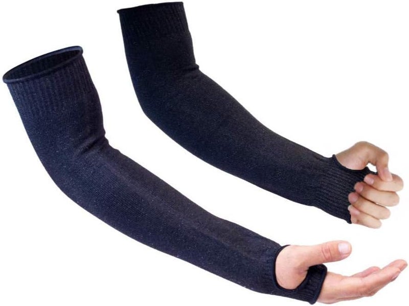 CAWANFLY Protective Arm Sleeves, Level 5 Protection Cut Resistant Sleeve with Thumb Hole (Black) - Image 1