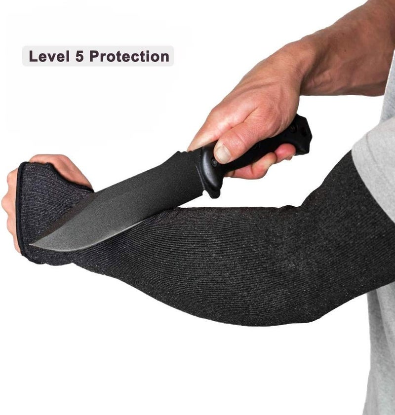CAWANFLY Protective Arm Sleeves, Level 5 Protection Cut Resistant Sleeve with Thumb Hole (Black) - Image 2