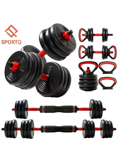 SportQ® 6 in 1 Multitasking Dumbbell, Adjustable on Weighted Ball and Olympic Bars, Push Up Training, Ideal for Free Weight Exercise, Fitness and Home Workout, Unisex