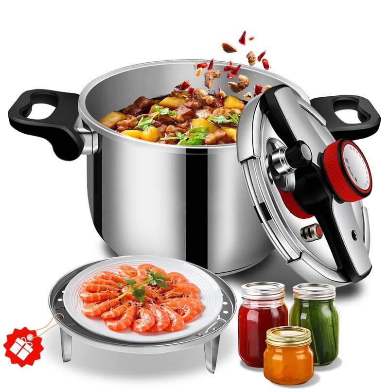KAIVESEA 6.34 Quart Pressure Cooker, 304 Stainless Steel - Explosion-Proof Lock, One Hand Operation, Fast Cooking, Dishwasher Safe & Induction Compatible, Family Size Cookware - Image 1