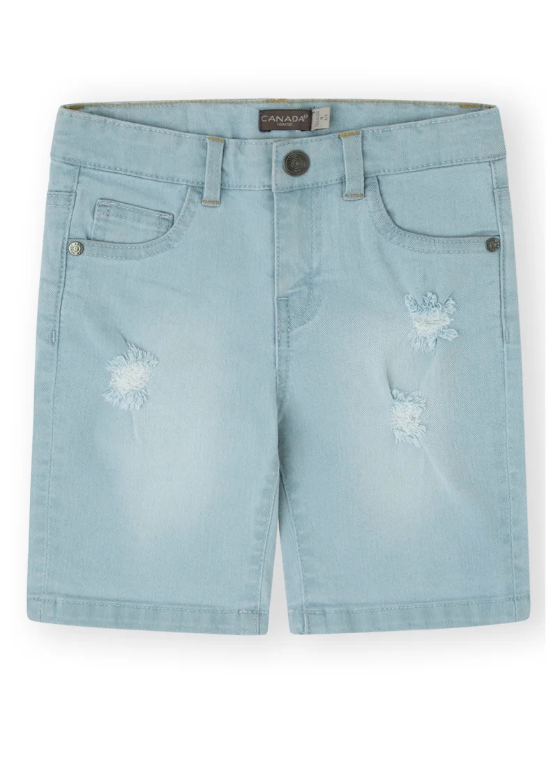 CANADA HOUSE Soft and Comfortable Light Blue Denim Bermuda Shorts for Boys