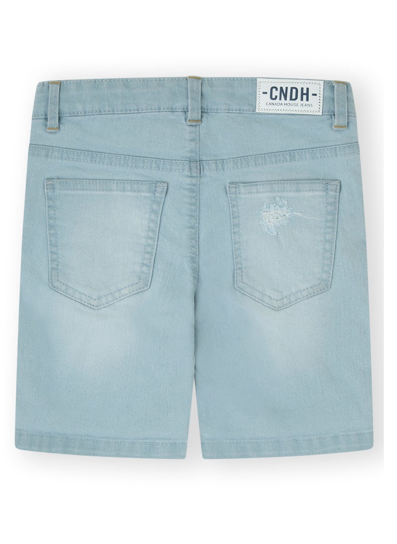 CANADA HOUSE - Soft and Comfortable Light Blue Denim Bermuda Shorts for Boys - Image 1