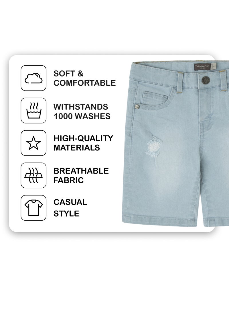 CANADA HOUSE - Soft and Comfortable Light Blue Denim Bermuda Shorts for Boys - Image 1