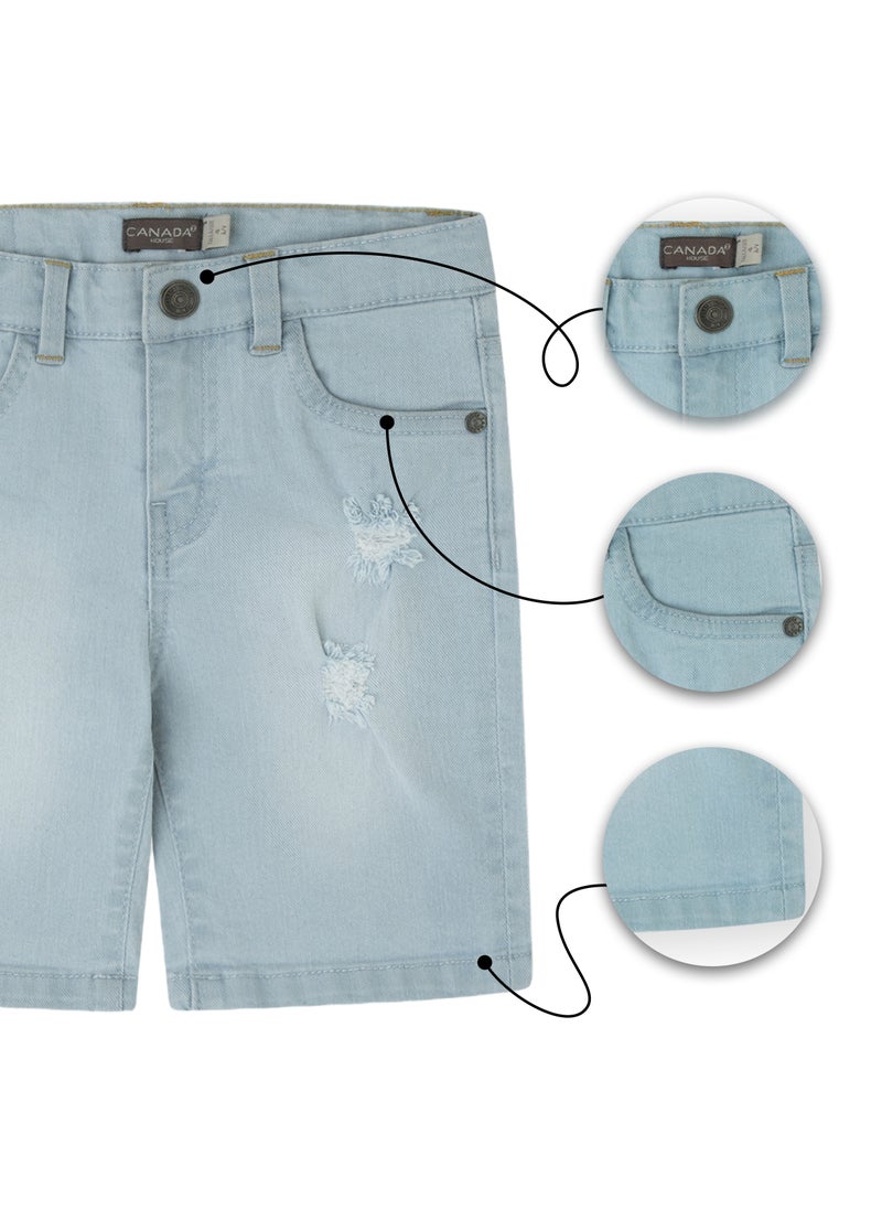CANADA HOUSE - Soft and Comfortable Light Blue Denim Bermuda Shorts for Boys - Image 1
