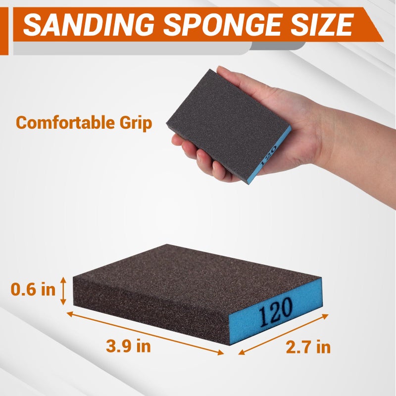 INBOF 12 Pack Sanding Block, 60/80/120/220 Grit Sanding Sponge, Washable and Reusable Sandpaper Block, Sandpaper for Wood and Drywall, Sand Paper for Wood Furniture and Wall Repair - Image 3