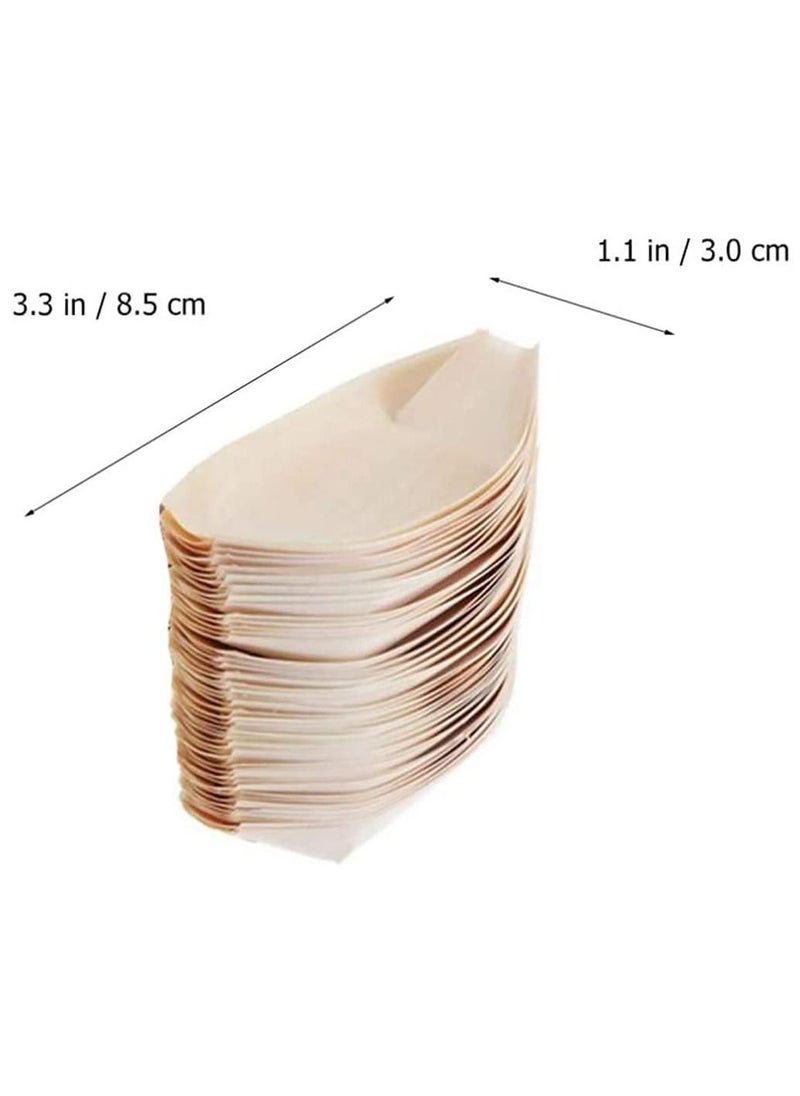 KASTWAVE - 50 pcs Disposable Wood Boat Dishes Plates Wooden Snack Bowls Food Serving Tray Japanese Sashimi Sushi Boat, 3 Inches - Image 1