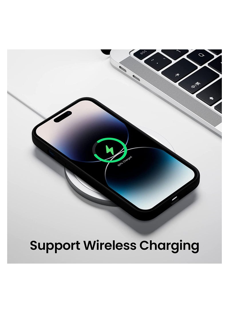 Delivus - iPhone 14 Pro Case Silicone Cover Soft Liquid Gel Rubber Cover Anti-Scratch Anti-Fingerprint Anti-Drop (Black) - Image 1