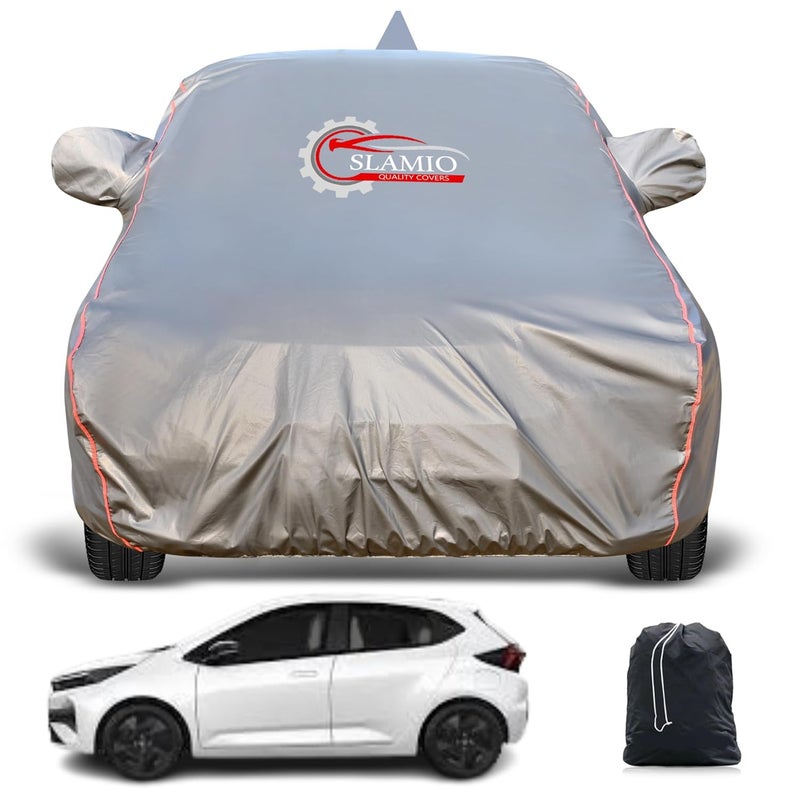 Slamio Heavy-Duty Car Body Cover for Tata Altroz (2020-2025) | Waterproof, Dustproof, UV Protection, Custom Fit, Heavy Belt & Buckle with Mirror & Antenna Pocket | Dark Grey - Image 1