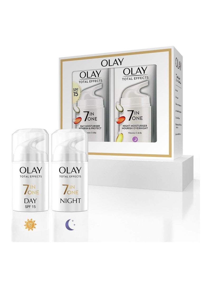 Olay Total Effects Anti-Ageing 7in1 Gift Set: Day Cream Moisturiser 37ml, Night Cream Firming Moisturiser 37ml - Image 2