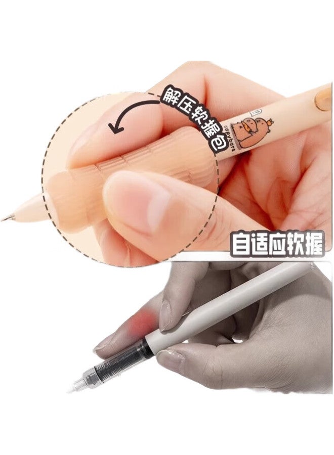 Lopet Lepai Push Neutral Pen High Value St Pen Head Student Quick-Drying Brush Pen European Package Signature Pen Primary And Middle School Students Special Black Water Pen Lt-1358 [Capibara] - Image 1