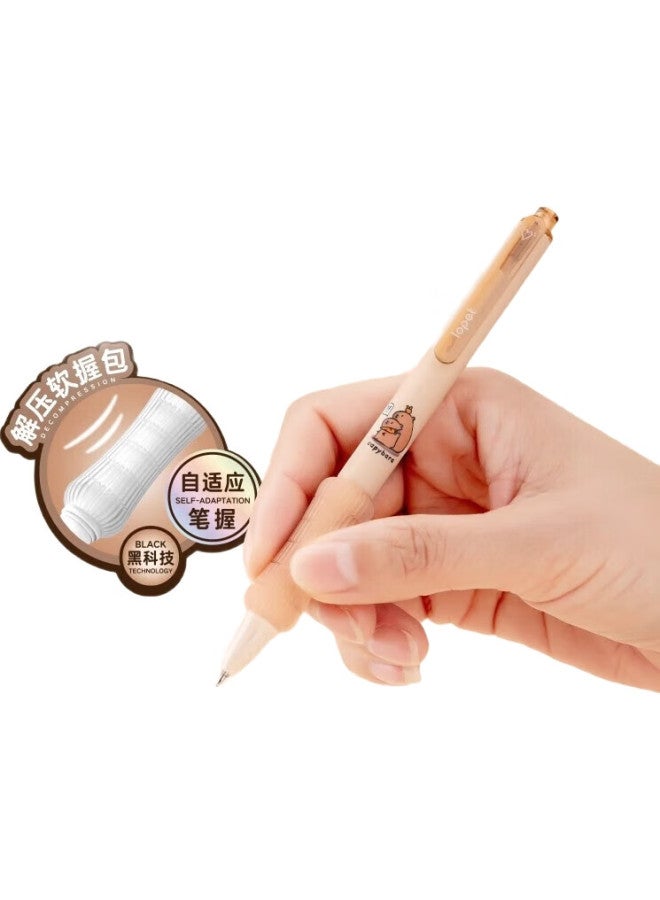 Lopet Lepai Push Neutral Pen High Value St Pen Head Student Quick-Drying Brush Pen European Package Signature Pen Primary And Middle School Students Special Black Water Pen Lt-1358 [Capibara] - Image 2