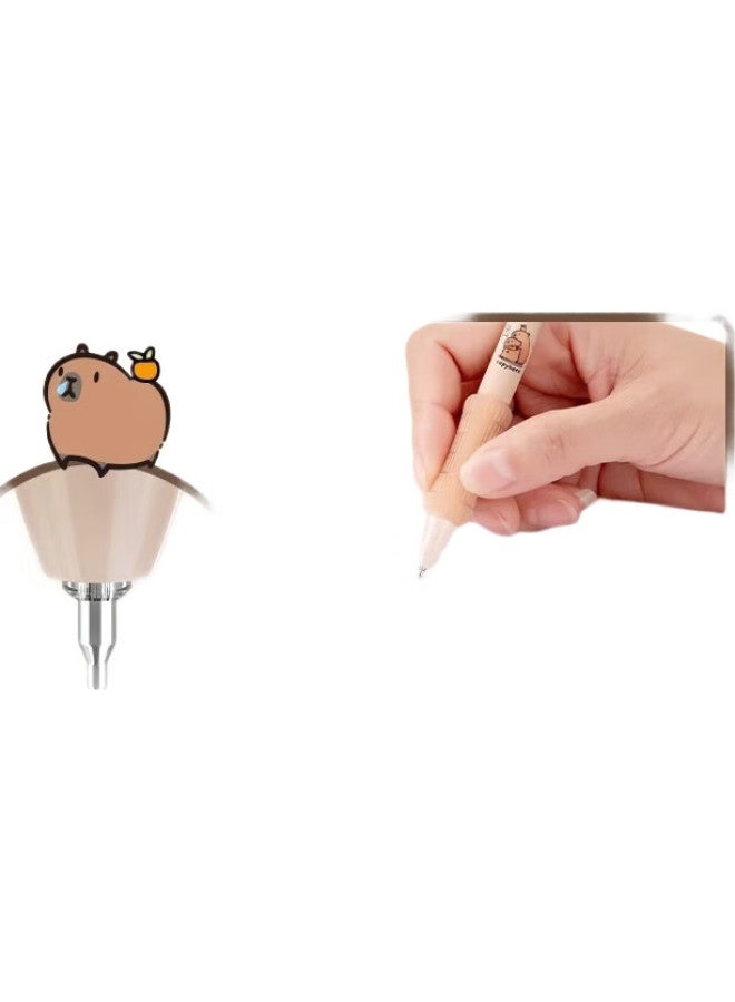 Lopet Lepai Push Neutral Pen High Value St Pen Head Student Quick-Drying Brush Pen European Package Signature Pen Primary And Middle School Students Special Black Water Pen Lt-1358 [Capibara] - Image 3