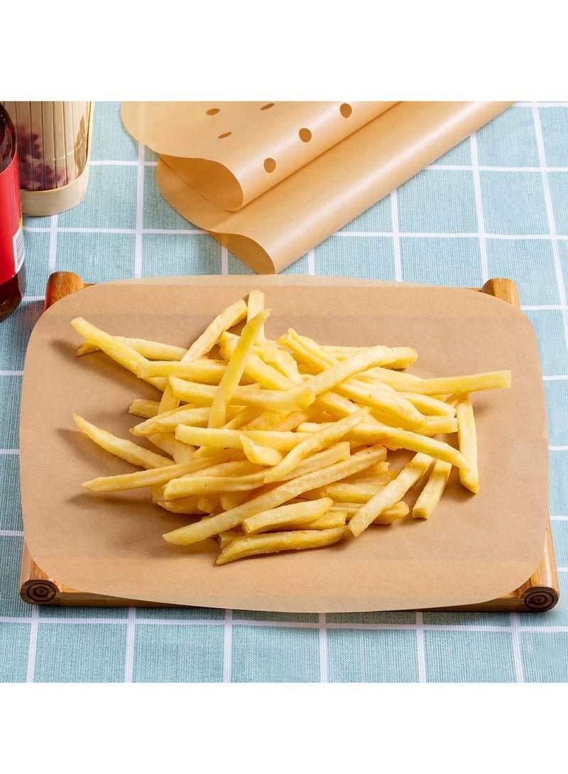 SYOSI Air Fryer Parchment Paper 100 Pieces 8.5 Inch Square Disposable Air Fryer Liners Filter Paper for Air Fryers Non Stick Baking Paper for Air Fryers Steamers Basket Cake Pan Unbleached  - Image 2