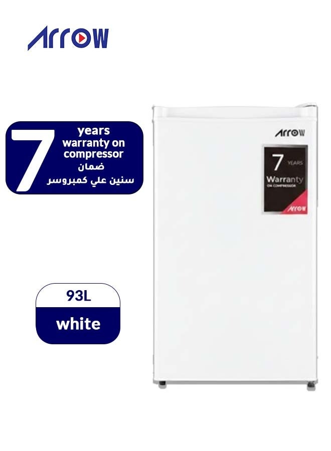 Arrow 93L Single Door Refrigerator with 10L Freezer, 3.3 Cu. Ft. Capacity, LED Lighting, Low Noise (39 dB), Manual Defrost, Mechanical Temperature Control, and Food Care Drawer for Fresh Storage | Model Name: RO1-139LW - Image 1