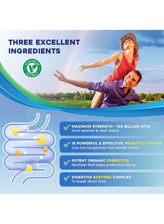 ZEBORA Probiotics for Women & Men - 100 Billion Plus Digestive Enzymes & Prebiotics, Highest Potency 3-in-1 Complete Probiotics for Digestive Health, Weight Management, Immune Support - Image 2