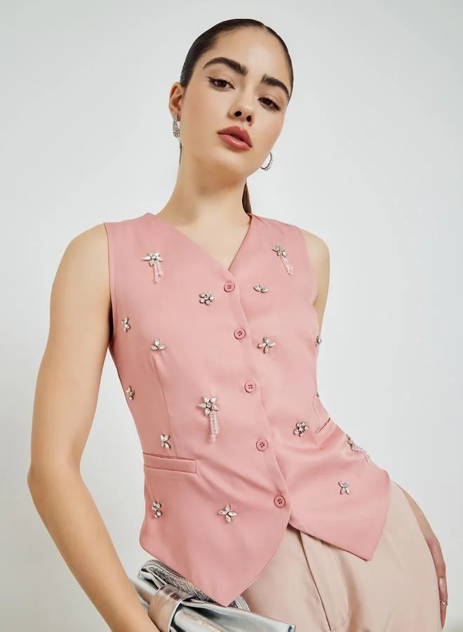 ستايلي صدرية فيست بدون أكمام مزينة