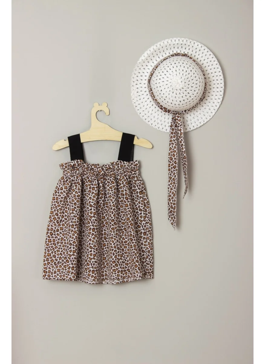 Ada Bebek Çocuk Ada Baby Kids New Season Ribbon and Bow Leopard Dress