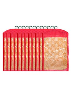 Kuber Industries Kuber Industries 12 Pieces Non Woven Hanging Saree Cover Wardrobe Organiser With Hanger (Red) - CTKTC30949  - Image 1
