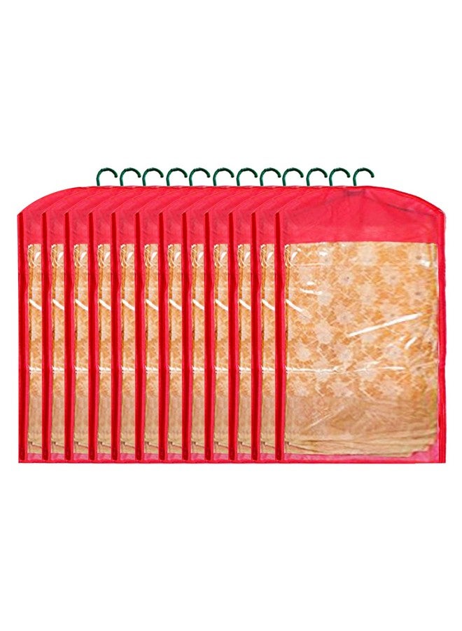 Kuber Industries 12 Pieces Non Woven Hanging Saree Cover Wardrobe Organiser With Hanger (Red) - CTKTC30949 - Image 1
