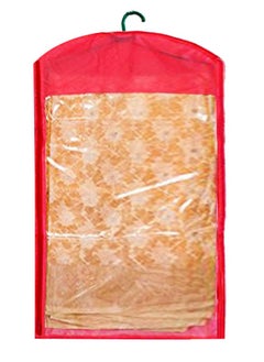 Kuber Industries Kuber Industries 12 Pieces Non Woven Hanging Saree Cover Wardrobe Organiser With Hanger (Red) - CTKTC30949  - Image 2