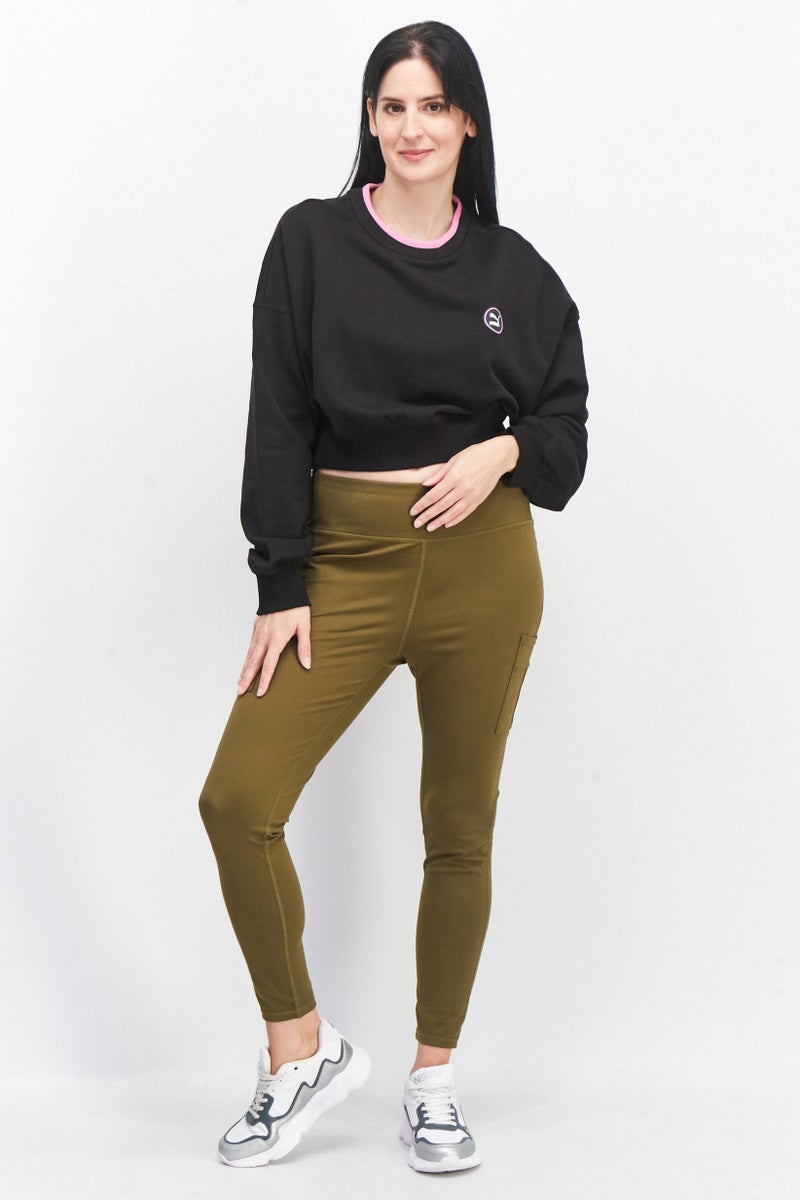 PUMA سويت شيرت رياضي نسائي بشعار العلامة التجارية، أسود - Image 2