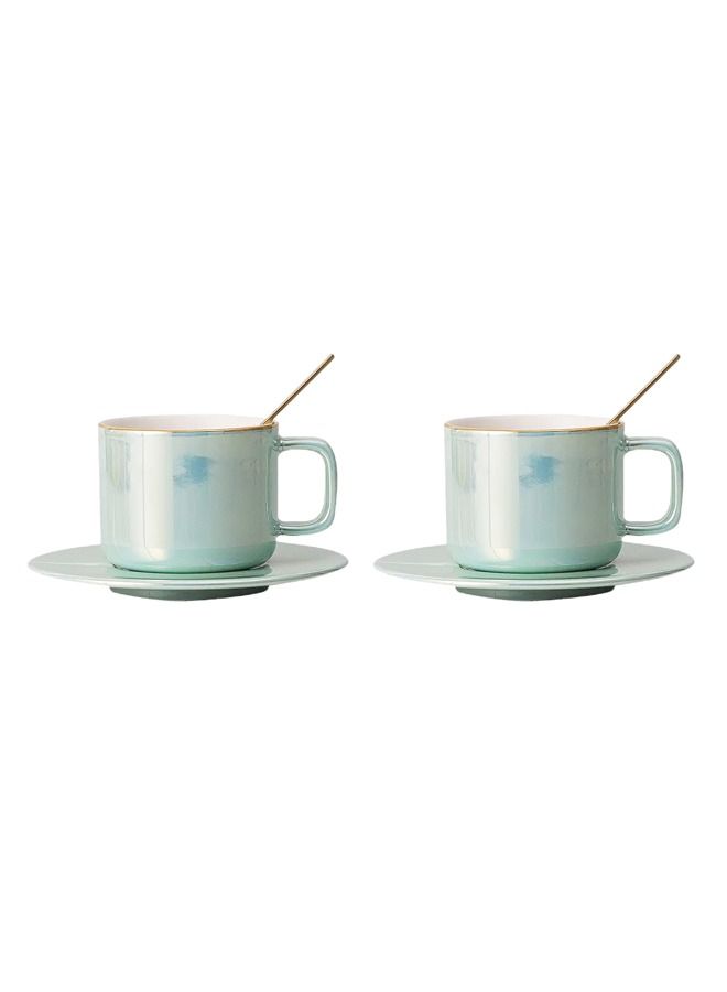 XIANGYU 2-Piece150ml Nordic Colorful Luxury  Ceramic Coffee Saucer And Cup With Gold Handle - Image 1