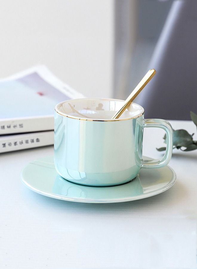 XIANGYU 2-Piece150ml Nordic Colorful Luxury  Ceramic Coffee Saucer And Cup With Gold Handle - Image 4