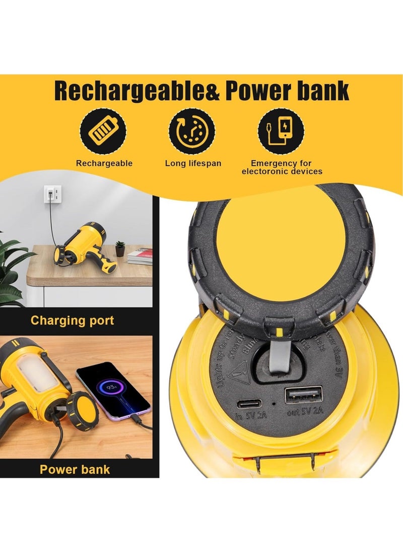 Super Bright Rechargeable Spotlight, Handheld Rechargeable LED Flashlight, Tactical Searchlight with USB Output, 6 Light Modes Camping Light (Yellow) - Image 5
