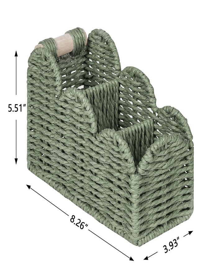 CubesLand Scalloped TV Remote Control Holder Bedside Candy Organizer, Office Desk Storage Organizer Accessories, Pen Pencil Cup, Makeup Brush Holder, Fits Farmhouse Rustic Decor, Earth Friendly, Green - Image 5