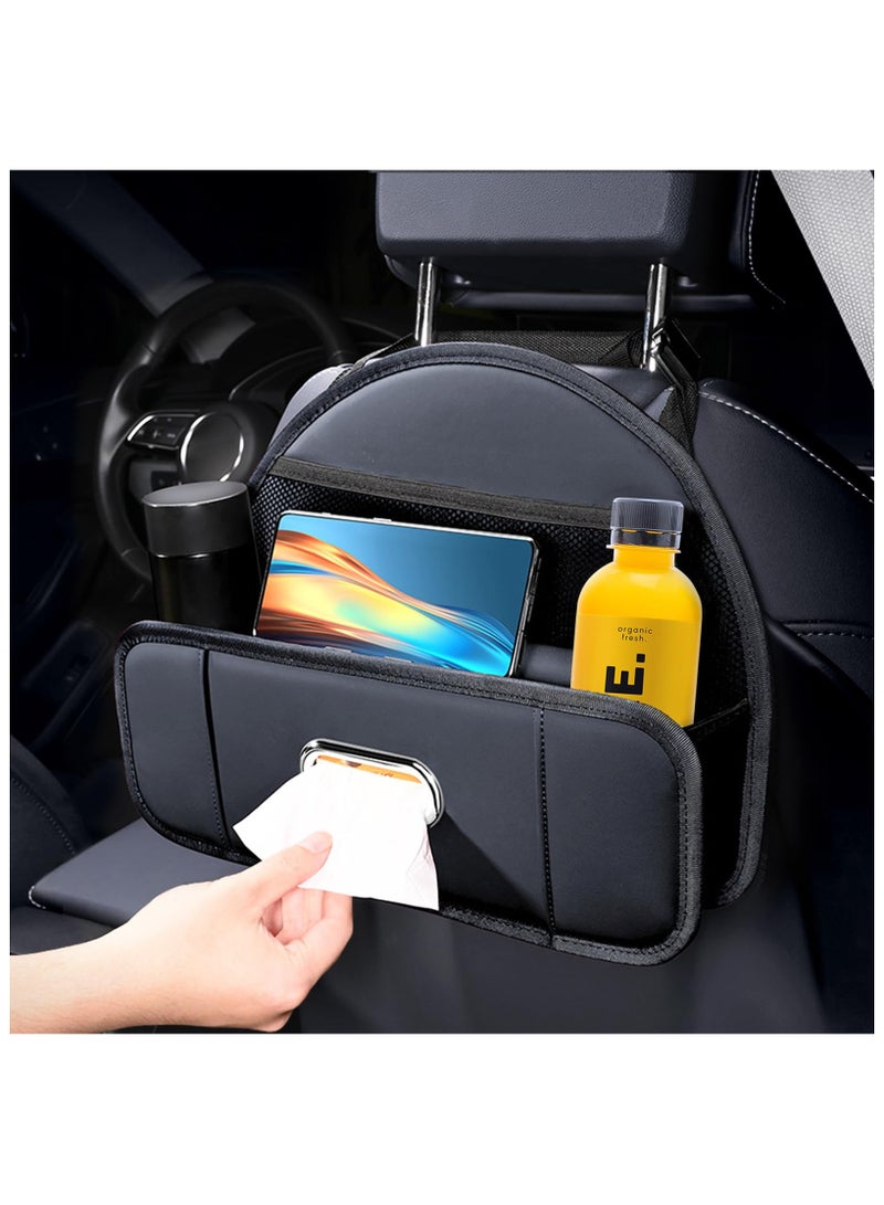 Captaintech Car Rear Backseat Extra Multifunctional Drink Cup Holder Organizers, with Car Tissue Holder and Storage Box Hook, Multi-functional Storage Car Organizer Back Seat, Great for Kids and Travel - Image 1