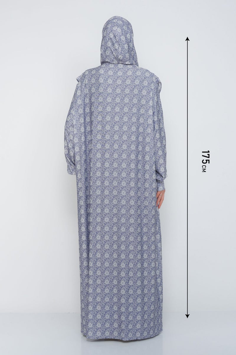 Altobeh Practical One Piece Patterned Sleeves Removable Hijab Lycra Hijab Prayer Dress 990 0308  - Image 1