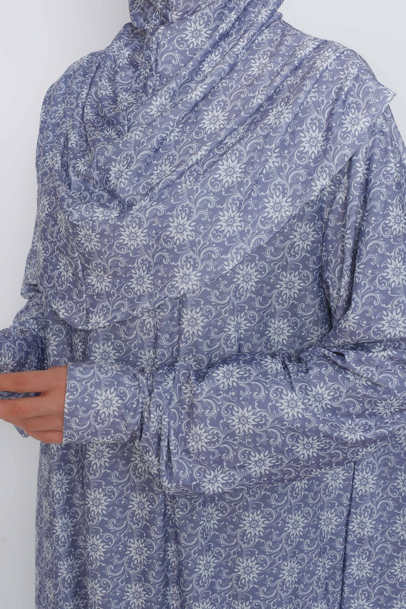 Altobeh Practical One Piece Patterned Sleeves Removable Hijab Lycra Hijab Prayer Dress 990 0308  - Image 3