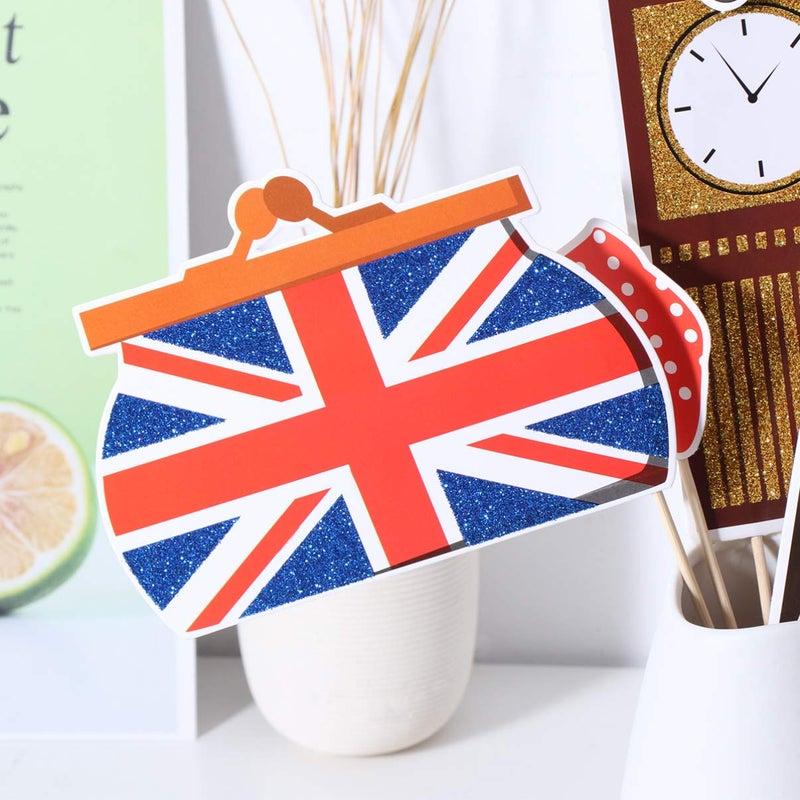 Amosfun British Photo Booth Props Funny British Party Props UK England Selfie Props for British London National Day Party Decorations,Pack of 20 - Image 5