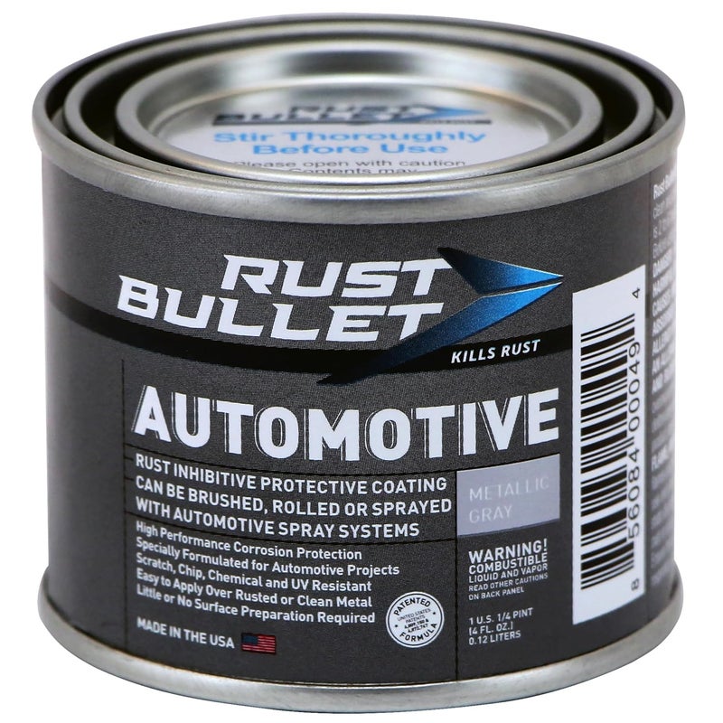 RUST BULLET Automotive - Metallic Gray - 4 Oz - Rust Inhibitor & Protective Coating for Cars, Trucks, & Metal Surfaces, UV Resistant, No Topcoat Needed - Image 1