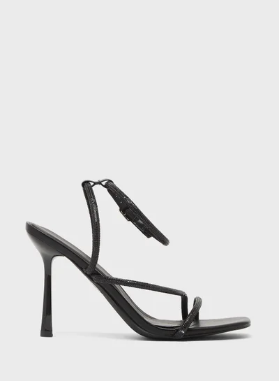 Truffle Heeled Sandal With Ankle Strap
