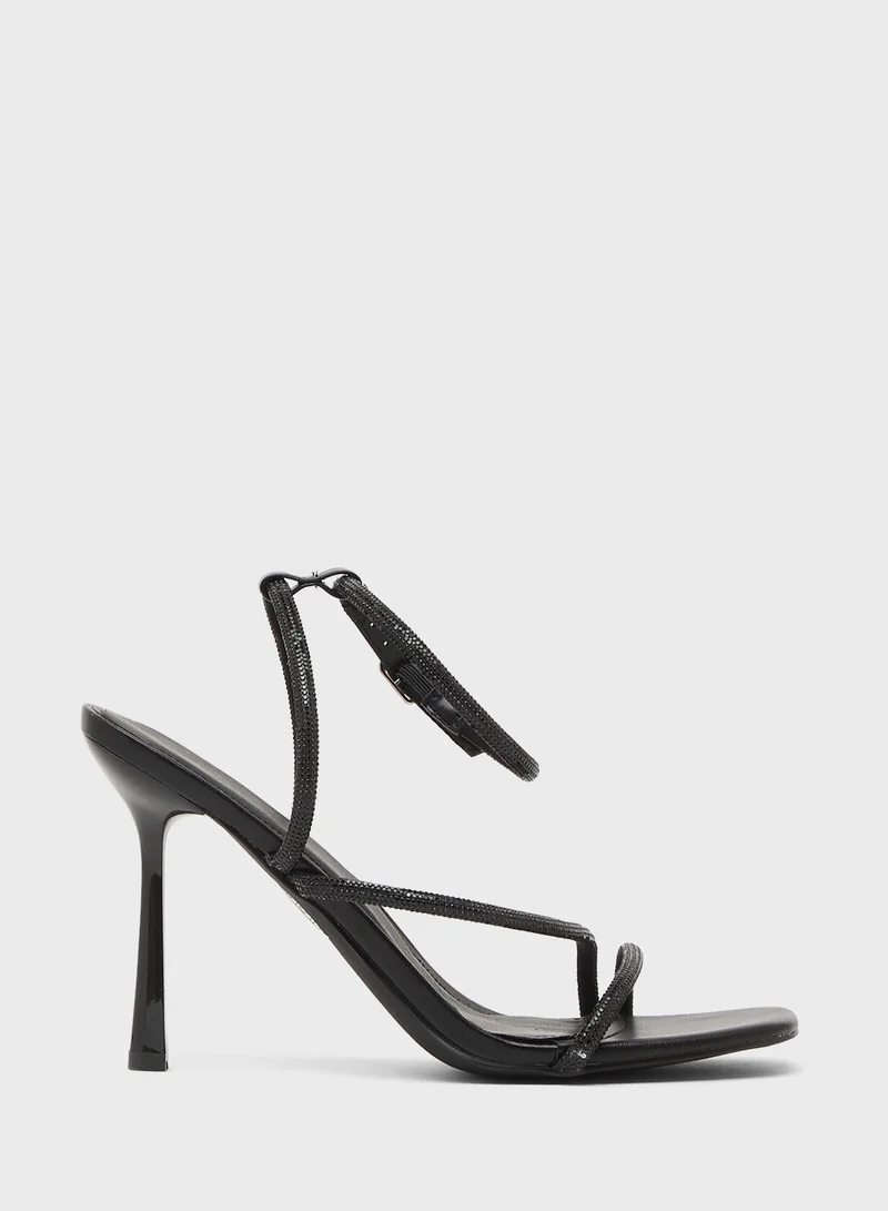 Truffle Heeled Sandal With Ankle Strap