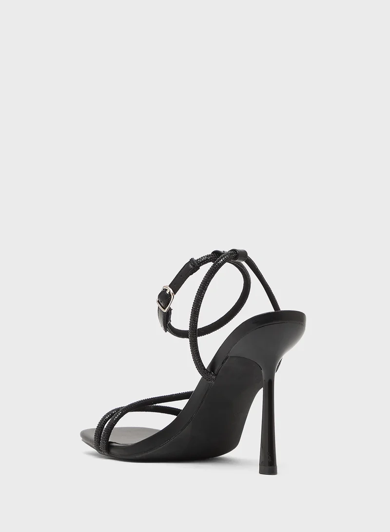 Truffle Heeled Sandal With Ankle Strap