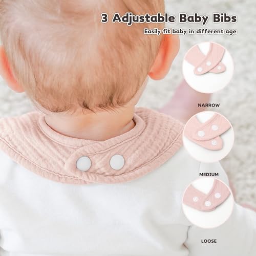 Susurration Muslin Baby Drool Bibs 6Pack Soft Square Adjustable Baby Bandana Bibs for Unisex Girls & Boys (Heart Print) - Image 5